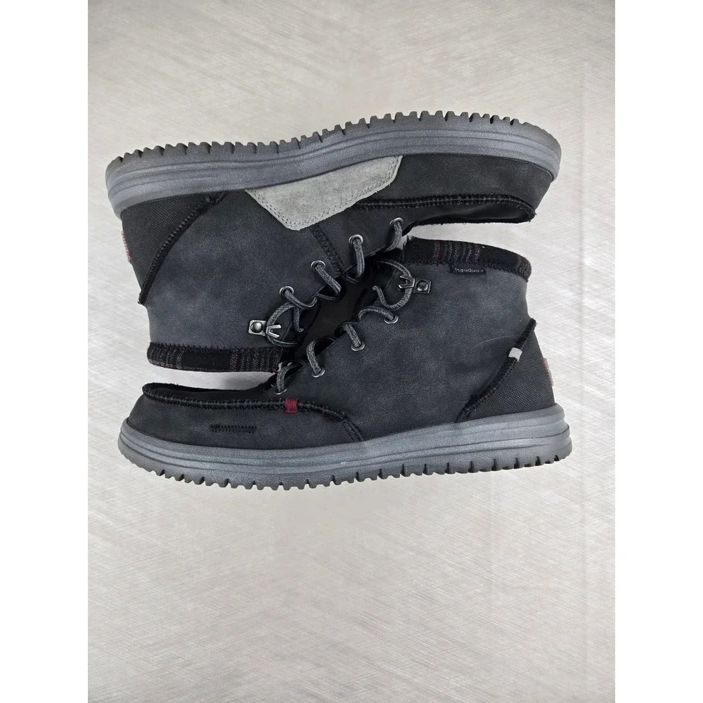 Hey Dude Scott Grip Mens Black Grey Flannel Lined Water Resistant Boots SIZE 10